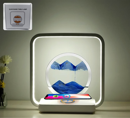 3-D Wireless Charging + LED Light + Quicksand Painting Lamp for Bedroom