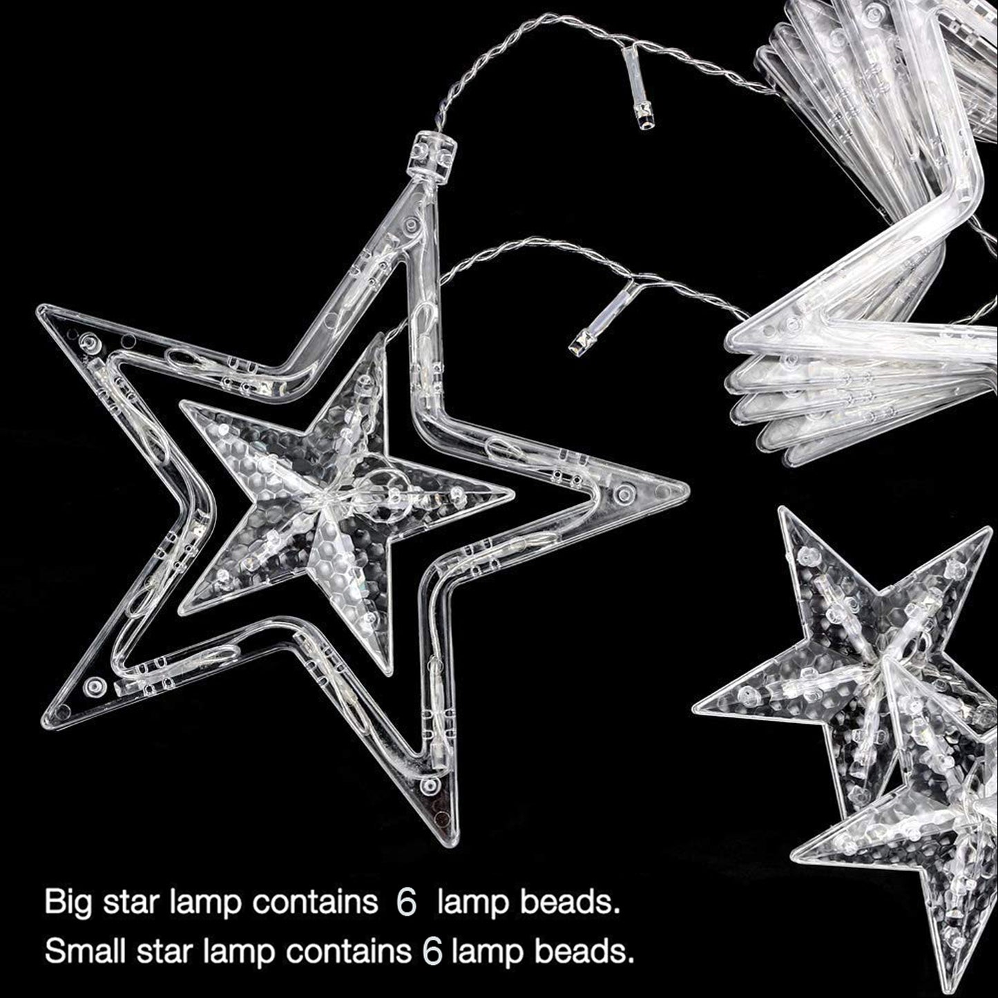 12 Stars Curtain String Lights Window Curtain Lights With 8 Flashing Modes Decoration For Festivals