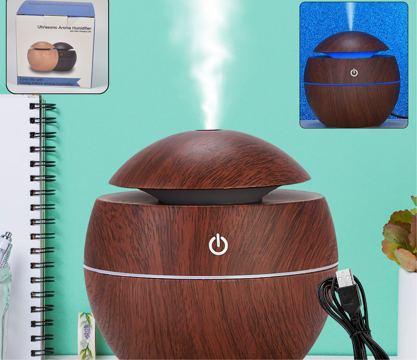 Ultrasonic Aromatherapy Humidifier Usb Desktop (130 Ml  1 Pc)