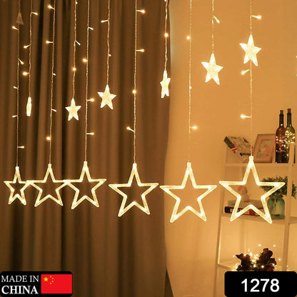 12 Stars Curtain String Lights Window Curtain Lights With 8 Flashing Modes Decoration For Festivals