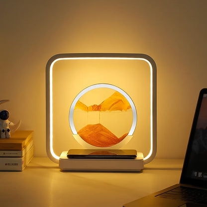 3-D Wireless Charging + LED Light + Quicksand Painting Lamp for Bedroom