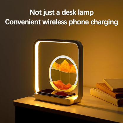 3-D Wireless Charging + LED Light + Quicksand Painting Lamp for Bedroom