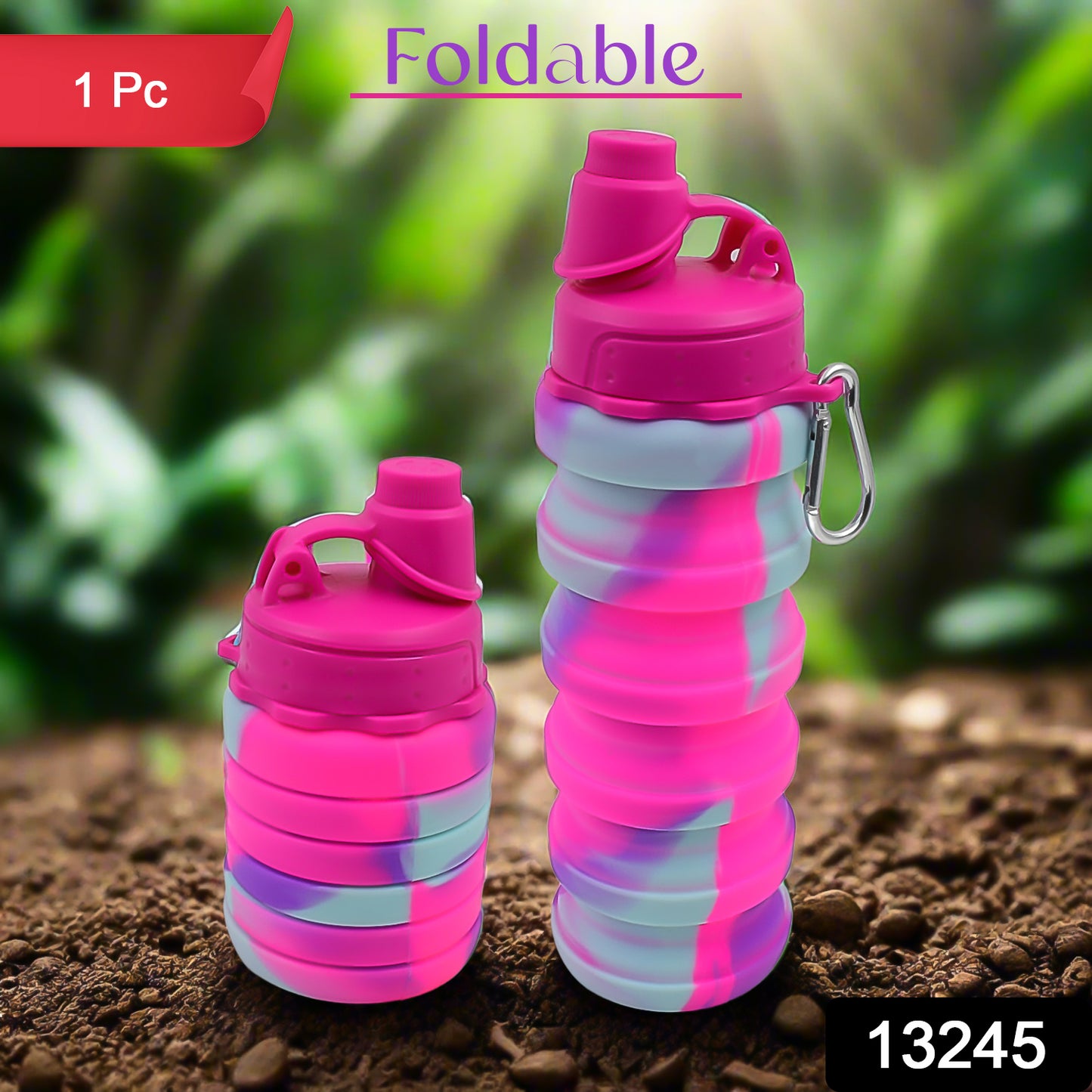 Silicone Foldable Water Bottle (1 Pc  24 Cm Foldable  500 Ml)